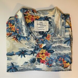 American Eagle Hawaiian Shirt Mens Med The Summer I Turned Pretty Tropical